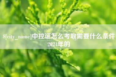 眉山中控证怎么考取需要什么条件2024年的